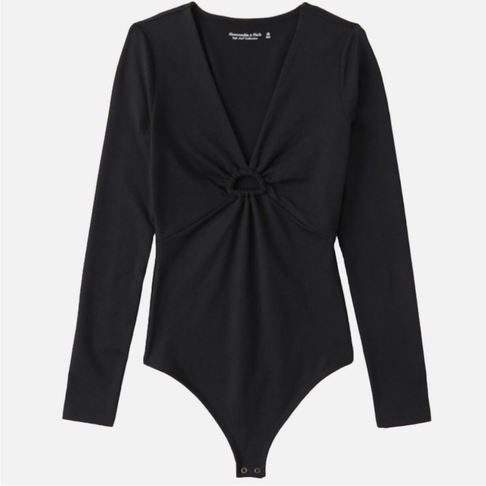 New Abercrombie & Fitch black circle keyhole cutout bodysuit size medium